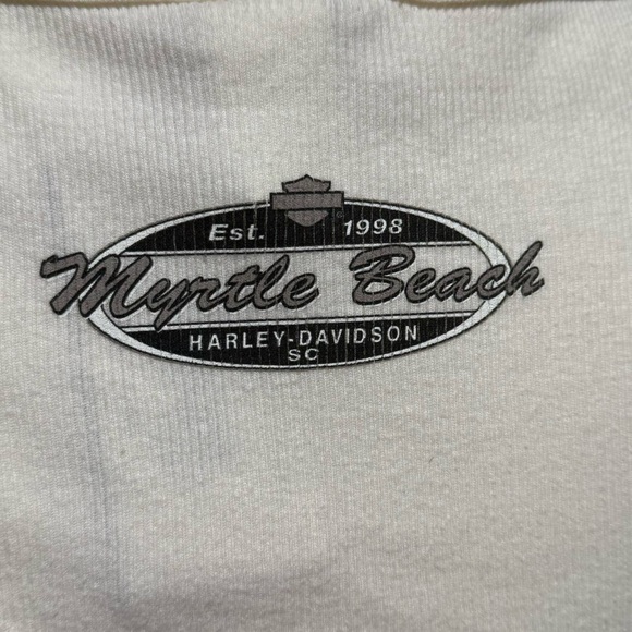 Harley Davidson White Ribbed Tank Top Studded Myrtle Beach NWT Women M 2010 Y2K - Picture 6 of 7